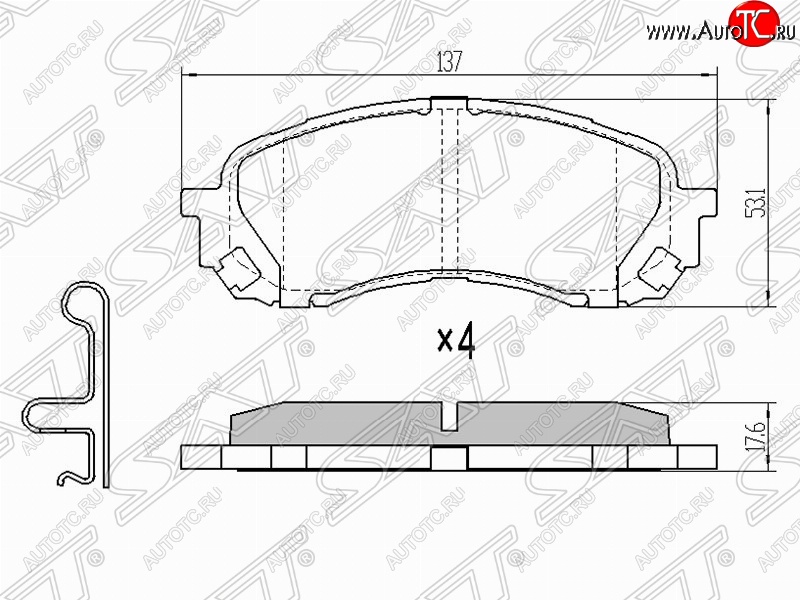 1 099 р. Колодки тормозные (передние) SAT (Китай)  Subaru Forester  SH - Impreza ( GE,  GH)  с доставкой в г. Новочеркасск