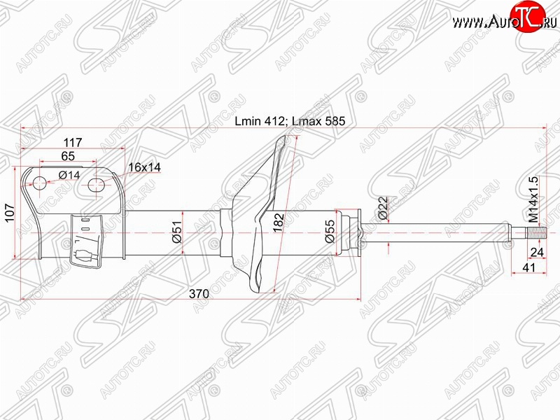 3 289 р. Правый амортизатор передний SAT Subaru Legacy BH/BE12 универсал (1998-2003)  с доставкой в г. Новочеркасск