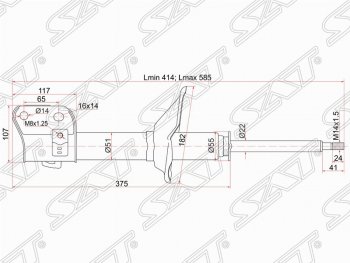 3 289 р. Левый амортизатор передний SAT Subaru Legacy BH/BE12 универсал (1998-2003)  с доставкой в г. Новочеркасск. Увеличить фотографию 1