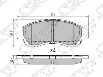 1 299 р. Колодки тормозные SAT (передние)  Subaru Impreza ( GC,  GD) - Outback ( BH/BE12,  BP)  с доставкой в г. Новочеркасск. Увеличить фотографию 1