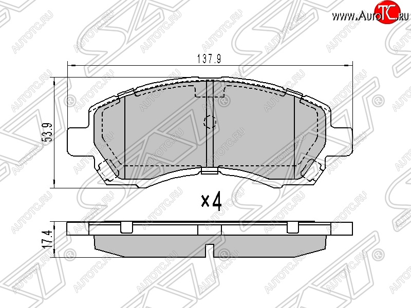 1 299 р. Колодки тормозные SAT (передние)  Subaru Impreza ( GC,  GD) - Outback ( BH/BE12,  BP)  с доставкой в г. Новочеркасск