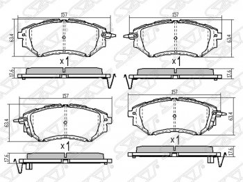 1 439 р. Колодки тормозные SAT (передние)  Subaru Legacy ( BL/B13,  BL,B13) - Tribeca  с доставкой в г. Новочеркасск. Увеличить фотографию 1