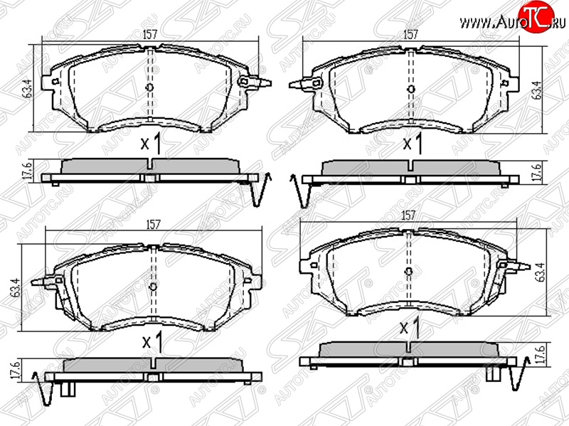 1 439 р. Колодки тормозные SAT (передние)  Subaru Legacy ( BL/B13,  BL,B13) - Tribeca  с доставкой в г. Новочеркасск