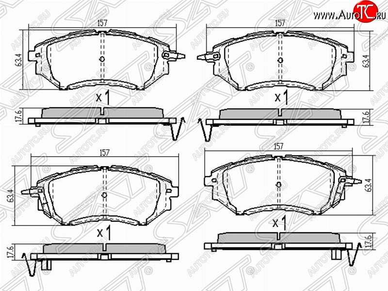 1 439 р. Колодки тормозные (передние) SAT  Subaru Legacy ( BL/B13,  BL,B13) - Tribeca  с доставкой в г. Новочеркасск