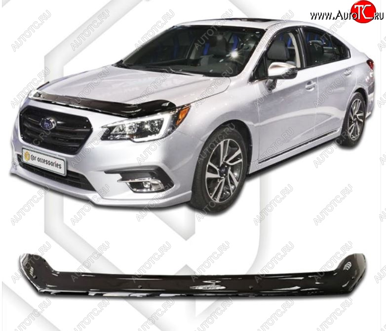 2 199 р. Дефлектор капота CA-Plastiс  Subaru Legacy  BN/B15 (2017-2025) рестайлинг седан (Classic черный, Без надписи)  с доставкой в г. Новочеркасск