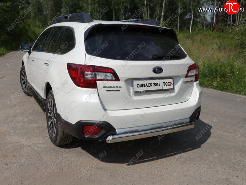 16 299 р. Защита заднего бампера (овальная) ТСС (нержавейка d 75х42 мм)  Subaru Outback  BS/B15 (2014-2021) дорестайлинг универсал, рестайлинг универсал  с доставкой в г. Новочеркасск