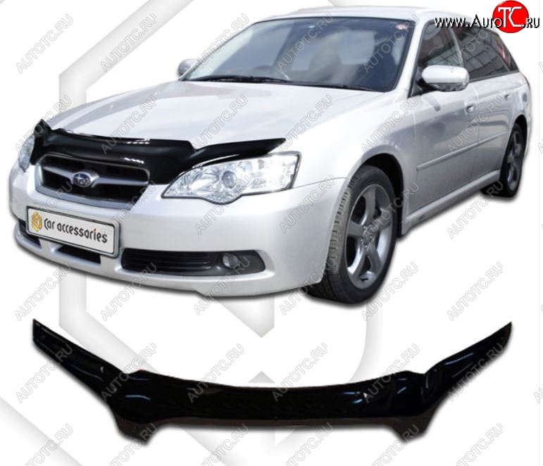 2 199 р. Дефлектор капота CA-Plastiс  Subaru Outback  BP (2003-2006) дорестайлинг универсал (Classic черный, Без надписи)  с доставкой в г. Новочеркасск