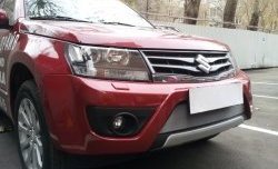 1 539 р. Сетка на бампер Russtal (хром) Suzuki Grand Vitara JT 3 двери 2-ой рестайлинг (2012-2016)  с доставкой в г. Новочеркасск. Увеличить фотографию 2