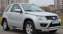 16 699 р. Защита переднего бампера (2 трубыØ76 и 42 мм, нержавейка) SLITKOFF Suzuki Grand Vitara JT 3 двери 2-ой рестайлинг (2012-2016)  с доставкой в г. Новочеркасск. Увеличить фотографию 2