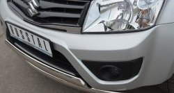 22 299 р. Защита переднего бампера (2 трубыØ75х42 мм, нержавейка) Russtal Suzuki Grand Vitara JT 3 двери 2-ой рестайлинг (2012-2016)  с доставкой в г. Новочеркасск. Увеличить фотографию 3