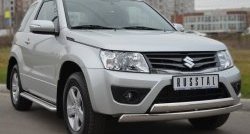 22 299 р. Защита переднего бампера (2 трубыØ75х42 мм, нержавейка) Russtal Suzuki Grand Vitara JT 3 двери 2-ой рестайлинг (2012-2016)  с доставкой в г. Новочеркасск. Увеличить фотографию 4