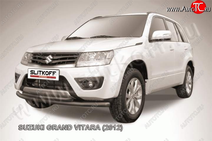 6 999 р. Защита переднего бампер Slitkoff Suzuki Grand Vitara JT 5 дверей 2-ой рестайлинг (2012-2016) (Цвет: серебристый)  с доставкой в г. Новочеркасск