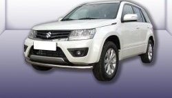 9 399 р. Одинарная защита переднего бампера из трубы диаметром 57 мм Slitkoff Suzuki Grand Vitara JT 5 дверей 2-ой рестайлинг (2012-2016) (Цвет: нержавеющая полированная сталь)  с доставкой в г. Новочеркасск. Увеличить фотографию 1