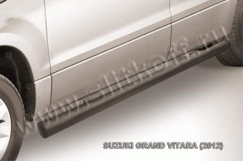 9 199 р. Защита порогов Slitkoff Suzuki Grand Vitara JT 5 дверей 2-ой рестайлинг (2012-2016) (Цвет: серебристый)  с доставкой в г. Новочеркасск. Увеличить фотографию 1