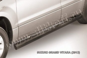 10 749 р. Защита порогов Slitkoff Suzuki Grand Vitara JT 5 дверей 2-ой рестайлинг (2012-2016) (Цвет: серебристый)  с доставкой в г. Новочеркасск. Увеличить фотографию 1