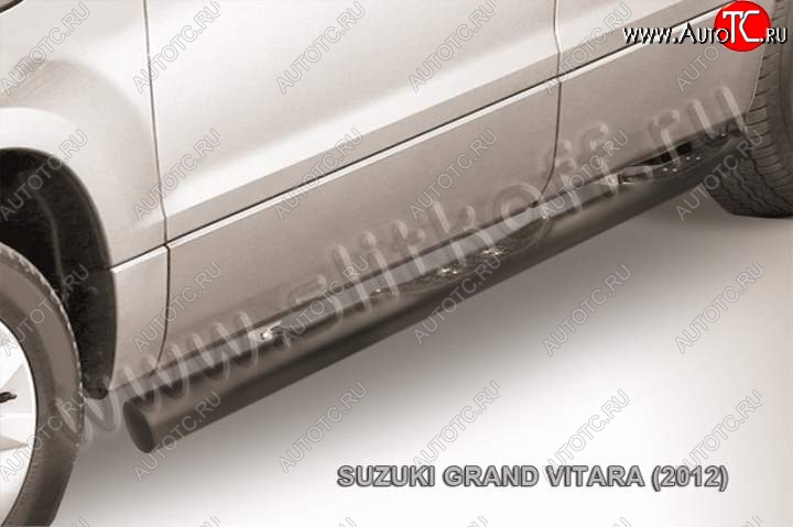 10 749 р. Защита порогов Slitkoff Suzuki Grand Vitara JT 5 дверей 2-ой рестайлинг (2012-2016) (Цвет: серебристый)  с доставкой в г. Новочеркасск