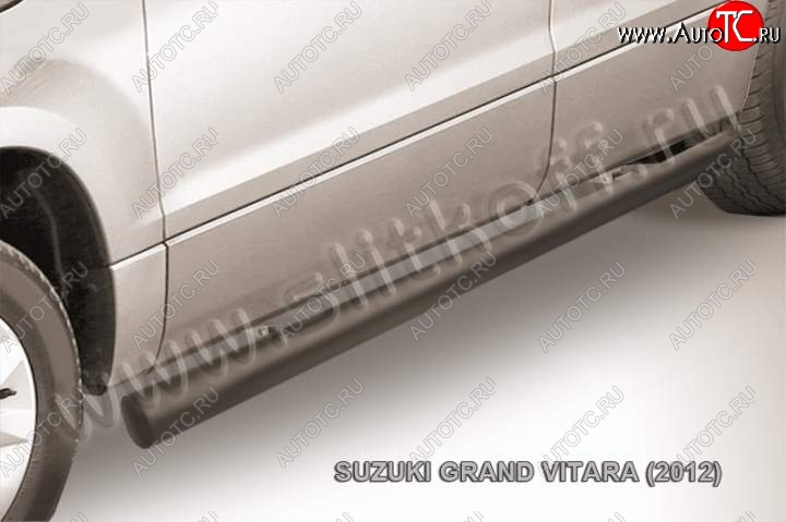 9 199 р. Защита порогов Slitkoff Suzuki Grand Vitara JT 5 дверей 2-ой рестайлинг (2012-2016) (Цвет: серебристый)  с доставкой в г. Новочеркасск