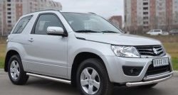 14 849 р. Защита порогов из круглой трубы диаметром 63 мм (3 дв.) Russtal Suzuki Grand Vitara JT 3 двери 2-ой рестайлинг (2012-2016) (Защита порогов с со скосами на торцах (вариант 1))  с доставкой в г. Новочеркасск. Увеличить фотографию 3