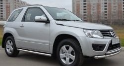 14 849 р. Защита порогов из круглой трубы диаметром 63 мм (3 дв.) Russtal Suzuki Grand Vitara JT 3 двери 2-ой рестайлинг (2012-2016) (Защита порогов с со скосами на торцах (вариант 1))  с доставкой в г. Новочеркасск. Увеличить фотографию 5