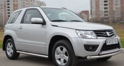 14 849 р. Защита порогов из круглой трубы диаметром 63 мм (3 дв.) Russtal Suzuki Grand Vitara JT 3 двери 2-ой рестайлинг (2012-2016) (Защита порогов с со скосами на торцах (вариант 1))  с доставкой в г. Новочеркасск. Увеличить фотографию 9