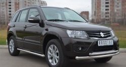 14 849 р. Защита порогов из круглой трубы диаметром 63 мм (5 дв.) Russtal Suzuki Grand Vitara JT 5 дверей 2-ой рестайлинг (2012-2016) (Защита порогов с со скосами на торцах (вариант 1))  с доставкой в г. Новочеркасск. Увеличить фотографию 4