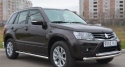 14 849 р. Защита порогов из круглой трубы диаметром 63 мм (5 дв.) Russtal Suzuki Grand Vitara JT 5 дверей 2-ой рестайлинг (2012-2016) (Защита порогов с со скосами на торцах (вариант 1))  с доставкой в г. Новочеркасск. Увеличить фотографию 8