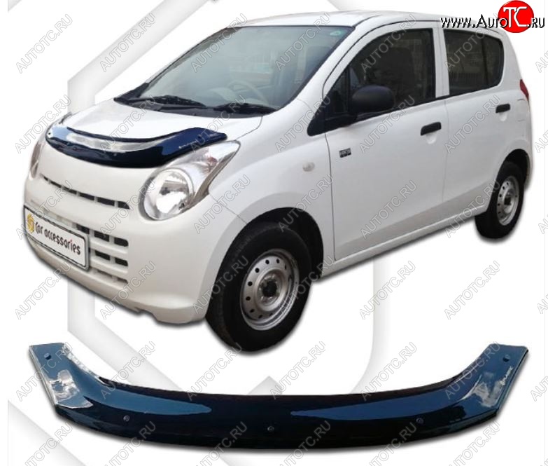 2 079 р. Дефлектор капота CA-Plastiс  Suzuki Alto  HA25-35 (2009-2014) хэтчбэк 5 дв. (Classic черный, Без надписи)  с доставкой в г. Новочеркасск