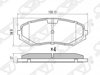 1 289 р. Колодки тормозные SAT (передние) Suzuki Grand Vitara JT 5 дверей дорестайлинг (2005-2008)  с доставкой в г. Новочеркасск. Увеличить фотографию 1