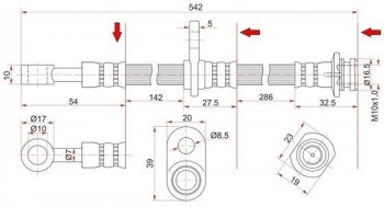 Тормозной шланг SAT (передний, правый)  Escudo ( 5,  3), Grand Vitara ( JT 5 дверей,  JT 3 двери)