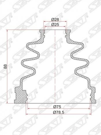 Пыльник ШРУСа (внутренний) SAT Suzuki (Сузуки) Grand Vitara (Гран) ( FTB03 3 двери,  3TD62, TL52 5 дверей,  JT 5 дверей,  JT 3 двери) (1997-2012), Toyota (Тойота) Mark 2 (Марк)  X100 (1996-2000)