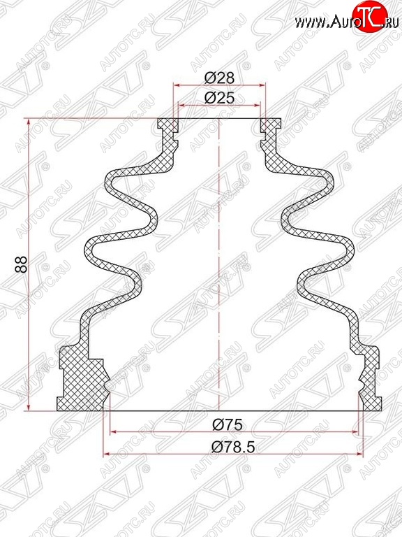 389 р. Пыльник ШРУСа (внутренний) SAT  Suzuki Grand Vitara ( FTB03 3 двери,  3TD62, TL52 5 дверей,  JT 5 дверей,  JT 3 двери) (1997-2012), Toyota Mark 2  X100 (1996-2000)  с доставкой в г. Новочеркасск