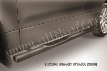 10 749 р. Защита порогов Slitkoff Suzuki Grand Vitara JT 3 двери дорестайлинг (2005-2008) (Цвет: серебристый)  с доставкой в г. Новочеркасск. Увеличить фотографию 1