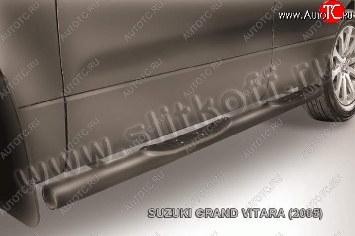 10 749 р. Защита порогов Slitkoff Suzuki Grand Vitara JT 3 двери дорестайлинг (2005-2008) (Цвет: серебристый)  с доставкой в г. Новочеркасск