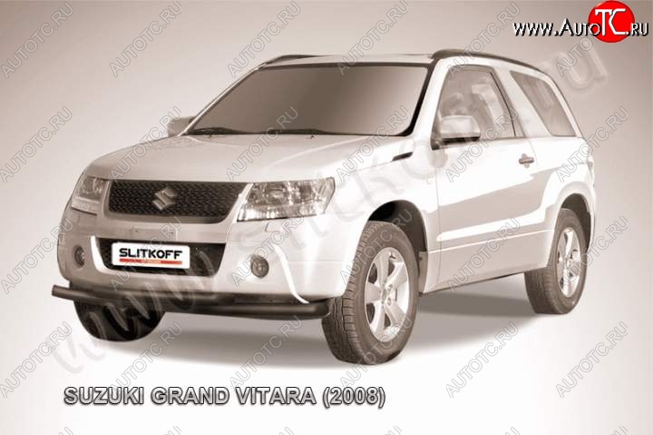 7 249 р. Защита переднего бампер Slitkoff Suzuki Grand Vitara JT 3 двери дорестайлинг (2005-2008) (Цвет: серебристый)  с доставкой в г. Новочеркасск