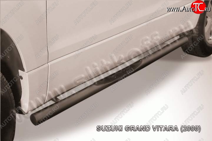 10 749 р. Защита порогов Slitkoff Suzuki Grand Vitara JT 3 двери дорестайлинг (2005-2008) (Цвет: серебристый)  с доставкой в г. Новочеркасск