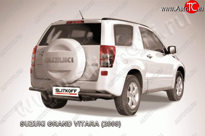 7 649 р. Защита задняя Slitkoff Suzuki Grand Vitara JT 3 двери дорестайлинг (2005-2008) (Цвет: серебристый)  с доставкой в г. Новочеркасск