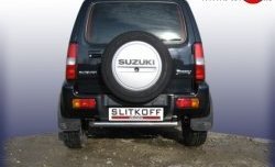 3 999 р. Одинарная защита заднего бампера из трубы диаметром 57 мм Slitkoff Suzuki Jimny JB23/JB43 дорестайлинг (1998-2001) (Цвет: нержавеющая полированная сталь)  с доставкой в г. Новочеркасск. Увеличить фотографию 1