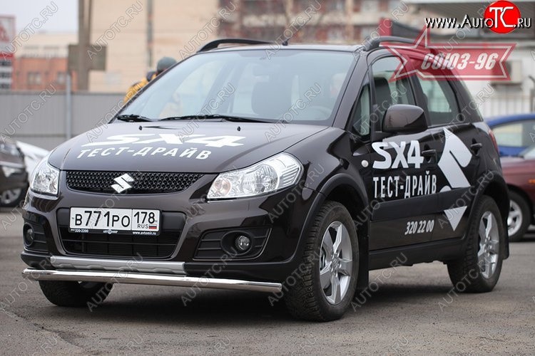 9 404 р. Защита переднего бампера одинарная Souz-96 (d60). Suzuki SX4 JYB, JYA хэтчбэк дорестайлинг (2013-2016)  с доставкой в г. Новочеркасск