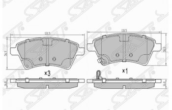 1 369 р. Комплект передних тормозных колодок SAT Suzuki SX4 GYC21S дорестайлинг седан (2006-2012)  с доставкой в г. Новочеркасск. Увеличить фотографию 1
