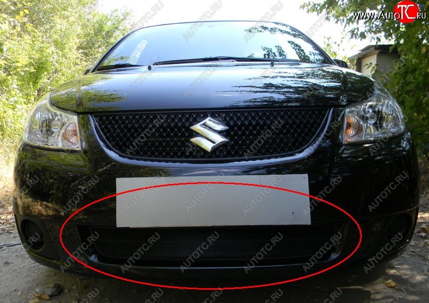 1 469 р. Защитная решётка в воздуховод автомобиля (седан) Russtal (черная) Suzuki SX4 GYA,GYB  рестайлинг, хэтчбэк (2010-2016)  с доставкой в г. Новочеркасск