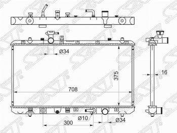 Радиатор двигателя SAT Suzuki (Сузуки) SX4 (СХ4)  GYA,GYB (2010-2016) GYA,GYB  рестайлинг, хэтчбэк