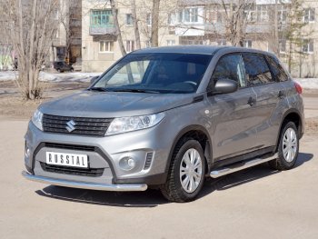 13 599 р. Одинарная защита переднего бампера диаметром 63 мм SLITKOFF  Suzuki Vitara  LY (2015-2019) дорестайлинг  с доставкой в г. Новочеркасск. Увеличить фотографию 2