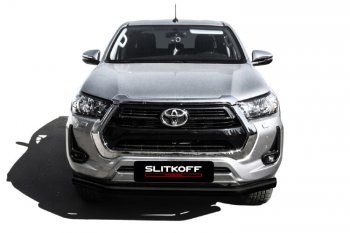 11 849 р. Защита переднего бампера Slitkoff (Ø 76 мм).  Toyota Hilux  AN120 (2017-2020) 1-ый рестайлинг (Сталь с полимерным покрытием. Цвет: черный)  с доставкой в г. Новочеркасск. Увеличить фотографию 2