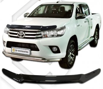 2 099 р. Дефлектор капота CA-Plastiс  Toyota Hilux  AN120 (2016-2020) дорестайлинг, 1-ый рестайлинг (Classic черный, Без надписи)  с доставкой в г. Новочеркасск. Увеличить фотографию 1