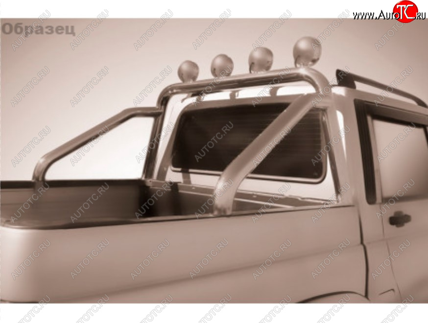 19 999 р. Защитная дуга багажника на Slitkoff (Ø 76 мм, с креплениями под ПТФ)  Toyota Hilux  AN120 (2017-2020) 1-ый рестайлинг (Нержавеющая сталь)  с доставкой в г. Новочеркасск