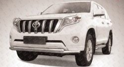 Двойная защита переднего бампера из труб диаметрами по 57 мм Slitkoff Toyota Land Cruiser Prado J150 1-ый рестайлинг (2013-2017)