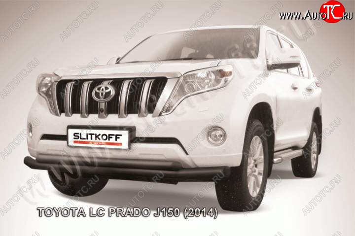 11 699 р. Защита переднего бампер Slitkoff  Toyota Land Cruiser Prado  J150 (2013-2017) 1-ый рестайлинг (Цвет: серебристый)  с доставкой в г. Новочеркасск