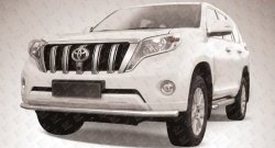 12 799 р. Одинарная защита переднего бампера из трубы диаметром 57 мм Slitkoff Toyota Land Cruiser Prado J150 1-ый рестайлинг (2013-2017) (Цвет: нержавеющая полированная сталь)  с доставкой в г. Новочеркасск. Увеличить фотографию 1