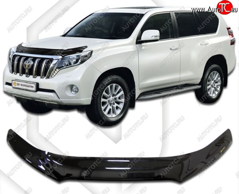 2 149 р. Дефлектор капота CA-Plastiс Toyota Land Cruiser Prado J150 1-ый рестайлинг (2013-2017) (Classic черный, Без надписи)  с доставкой в г. Новочеркасск