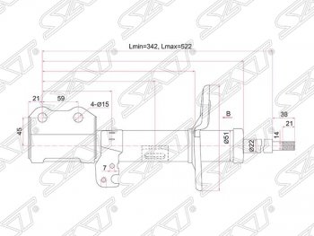 3 199 р. Правый амортизатор передний (2WD, 4WD) SAT  Toyota Allion  T260 - Premio  T260  с доставкой в г. Новочеркасск. Увеличить фотографию 1